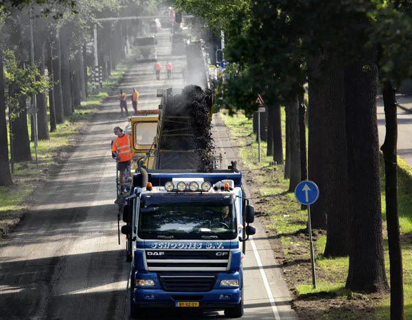 Asfalt frezen. Foto: Archief