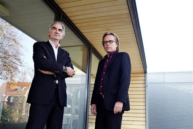Portret Jaap Nieskens (links op de foto) en Joep Hellinga van SP Architecten voor Cobouw