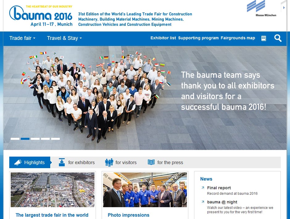 Ook Bauma 2016 is weer bijzonder goed bezocht