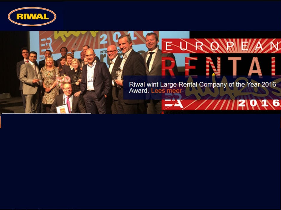 Riwal wint Large Rental Company of the Year 2016 Award