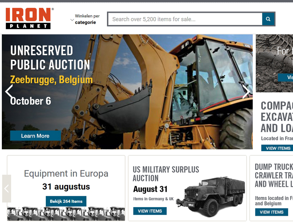 Veilinghuis IronPlanet gaat samenwerken met Bergerat Monnoyeur