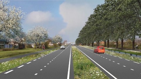 De stadsweg Lemmer wordt nu alsnog door Van Gelder uitgevoerd. Illustratie: Provincie Friesland