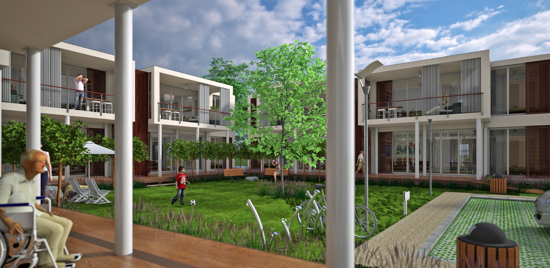 Hofje met Cubicco-woningen