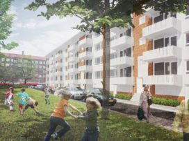 De Wegener Sleeswijkbuurt in Geuzenveld, waar Eigen Haard de NOM-woningen wil realiseren. 