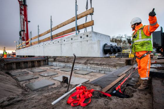 De aanleg van het eerste circulaire viaduct. Archieffoto