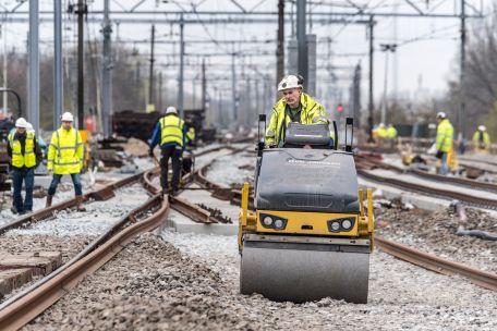 Werkzaamheden bij station Leiden. Beeld: ProRail