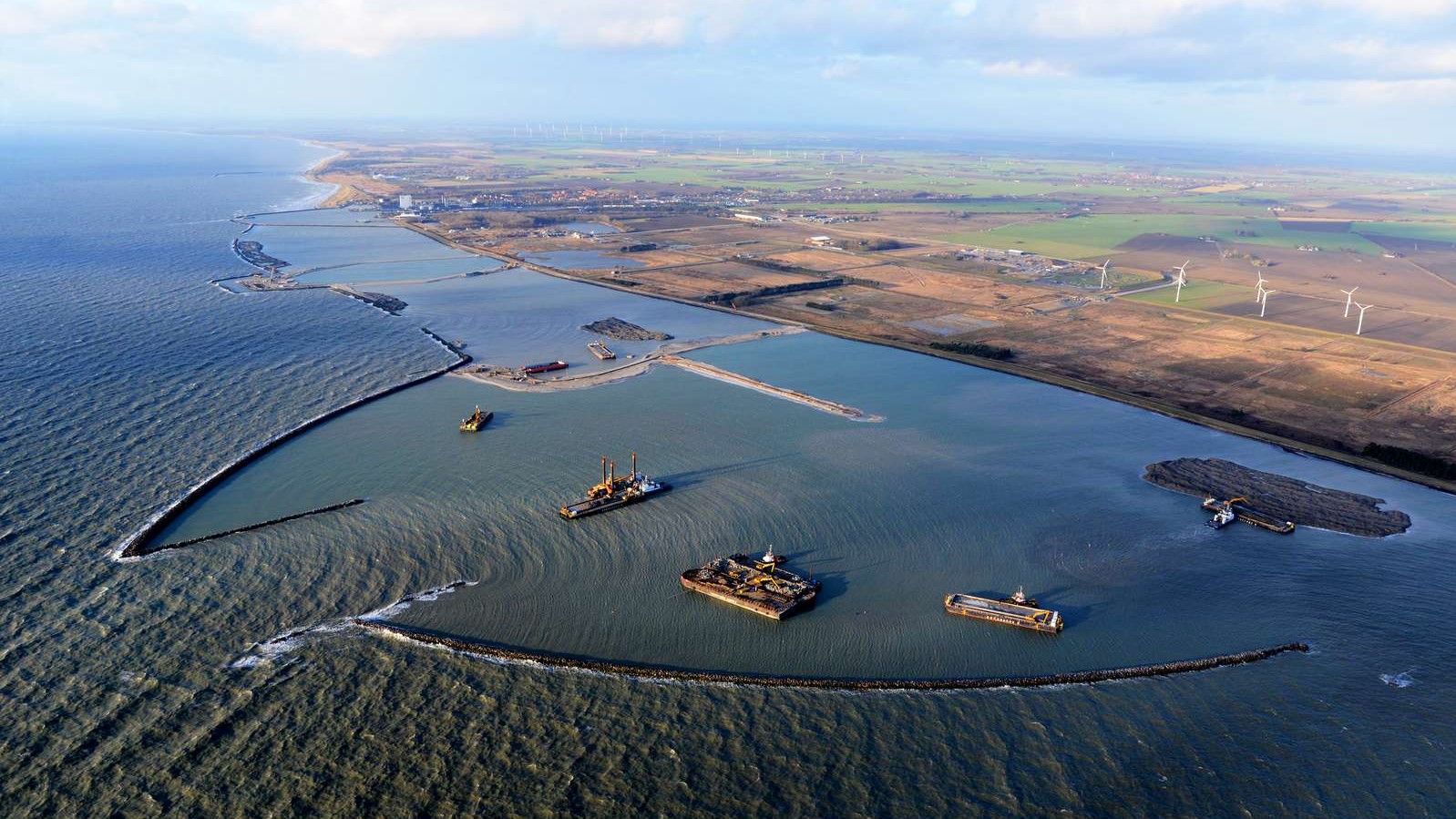 Baggerwerk in Rødbyhavn in januari 2021. Foto: Femern