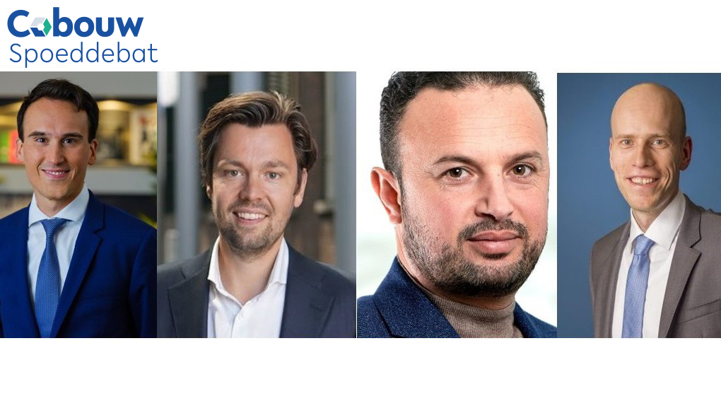 Van Links naar rechts: Paul Smeulders (GroenLinks), Julius Terpstra (CDA), Faissal Boulakjar (D66) en Daniel Koerhuis (VVD).