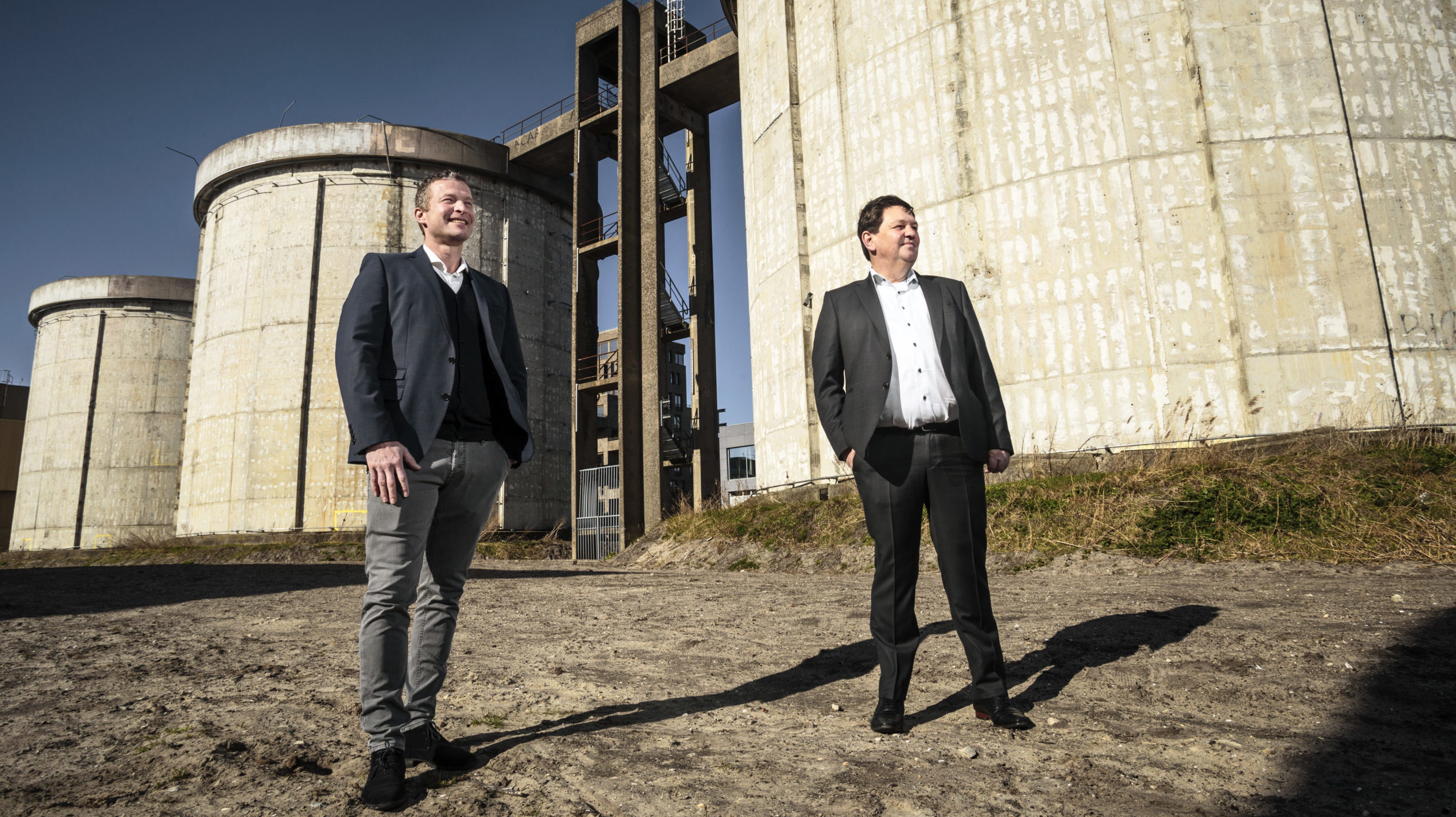 Kariem Eliasar en Daan Weggemans van Liberty Mutual op Zeeburgereiland. Foto: Eran Oppenheimer