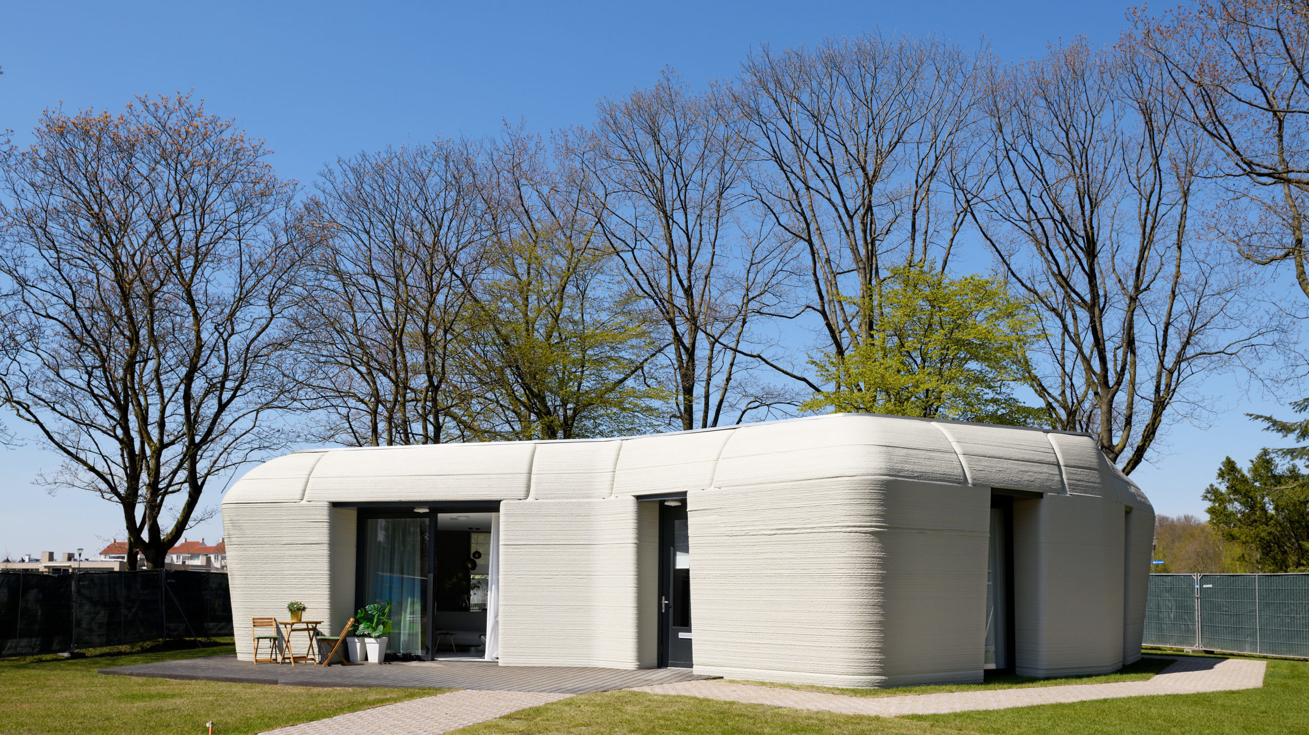 Eerste bewoonde 3D-betongeprinte woning van Project Milestone in Bosrijk, Eindhoven. Foto: Bart van Overbeeke