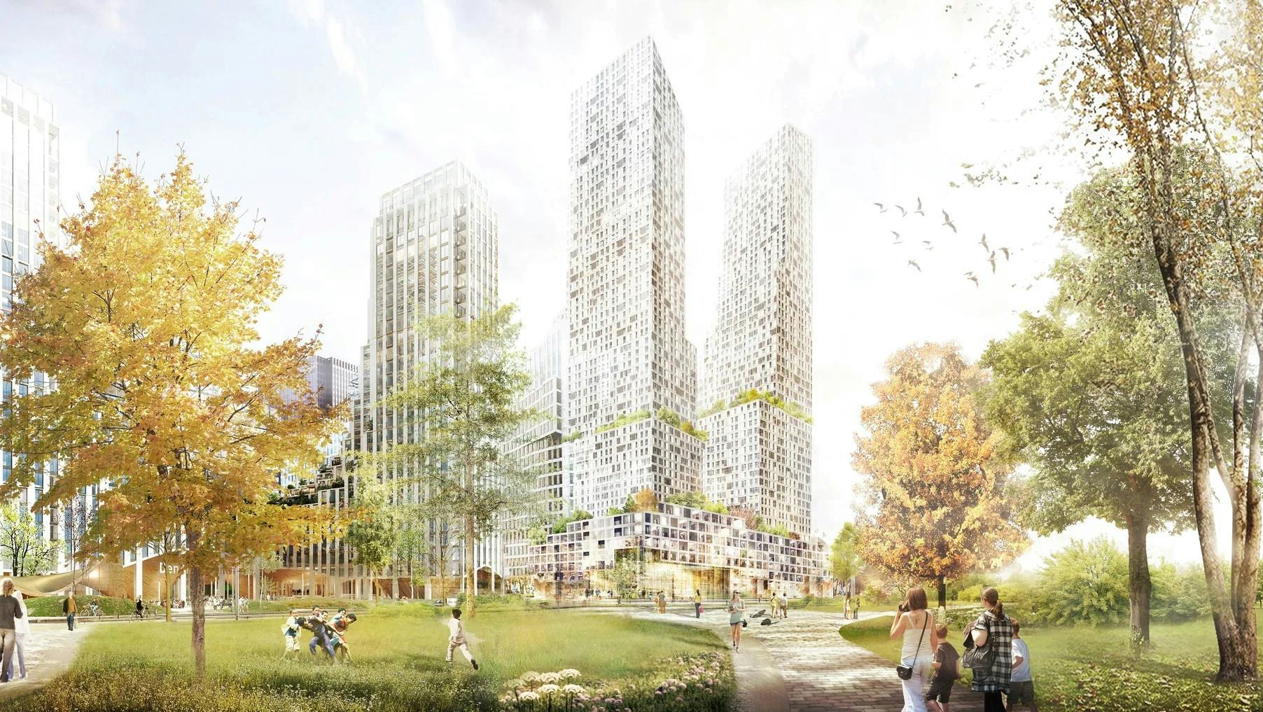 Render van woontorens Bellevue