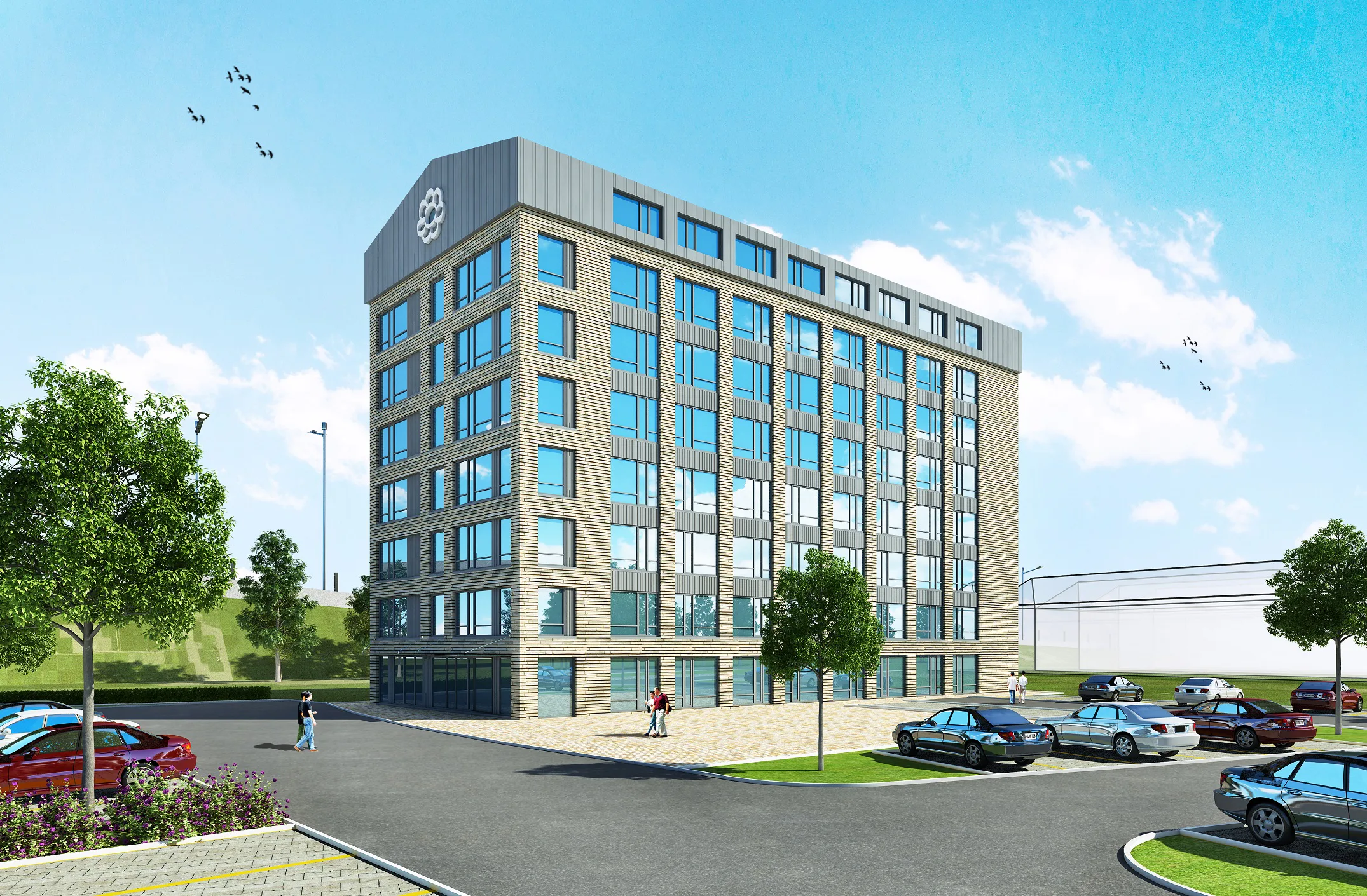 Artist impression van het arbeidsmigrantenhotel in Aalsmeer. www.prent-landman.nl