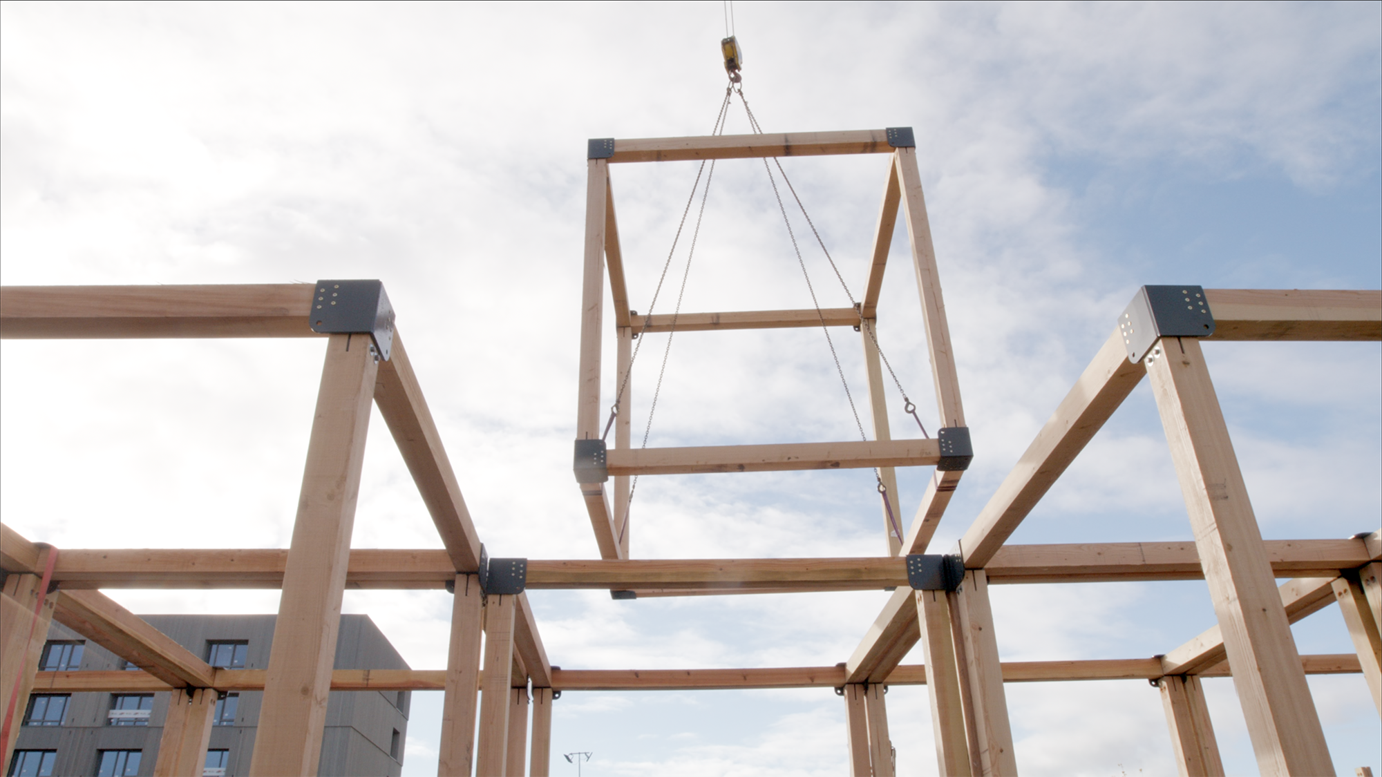Het Natural Pavilion op de Floriade in Almere werd gerealiseerd met de houtkernbouwmethode. Het is nog altijd in gebruik. Foto: Scagliola Brakkee / DP6