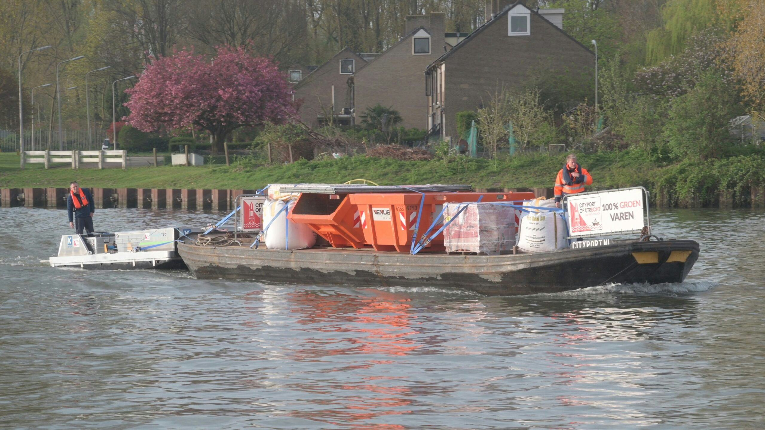 Elektrische duwboot in Utrecht. Foto: Provincie Utrecht
