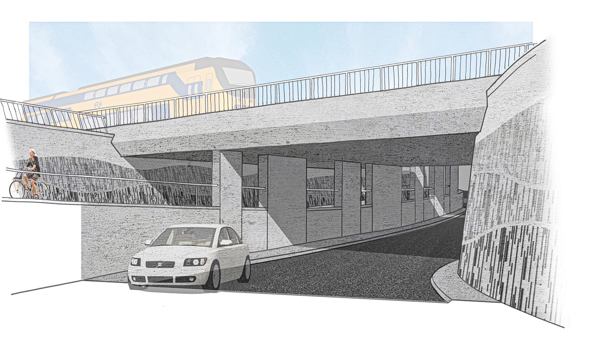 Impressie van de ondertunneling in Venlo. Beeld: ProRail