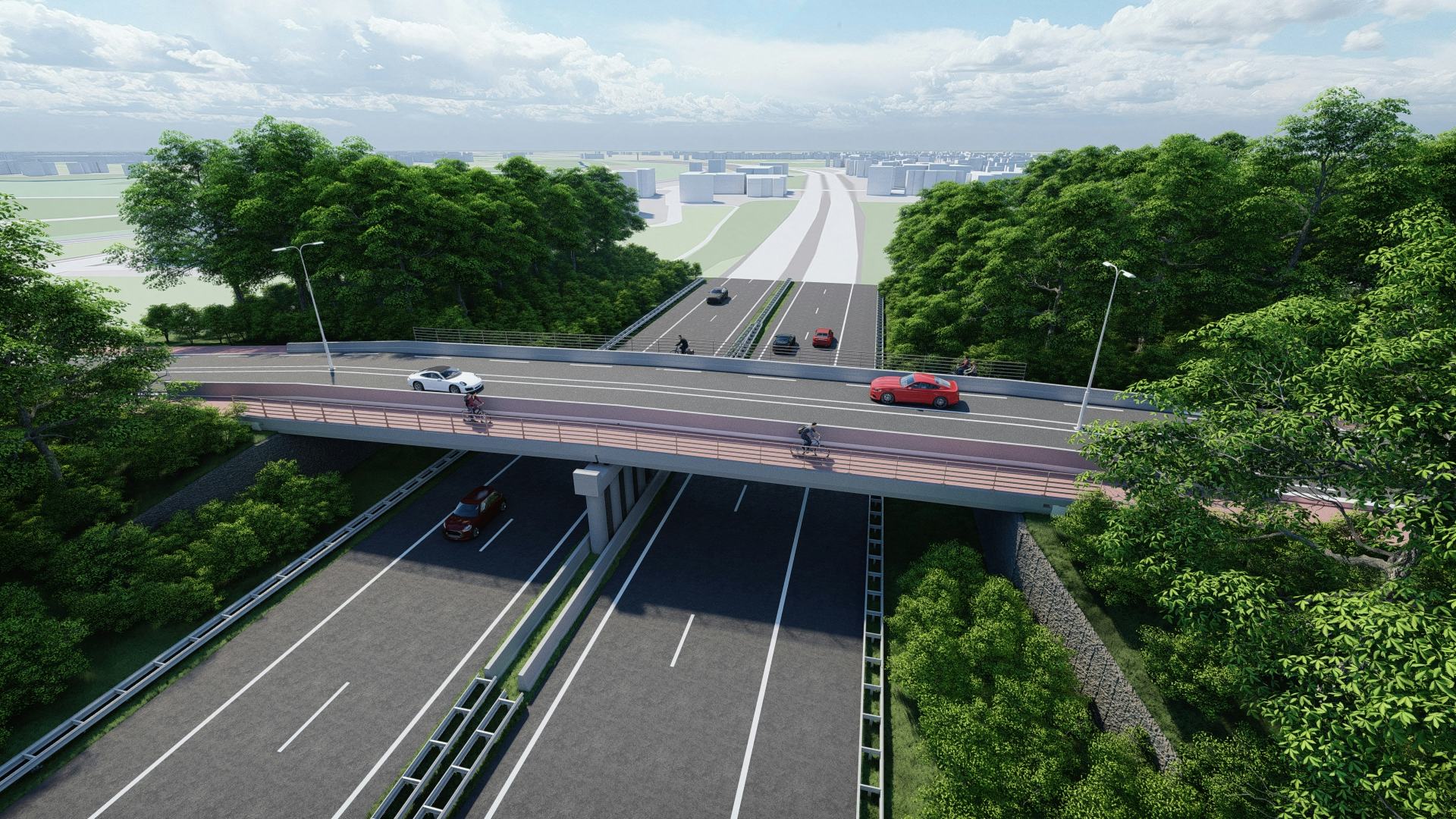 Het eerste circulaire viaduct op de kruising A76/Daelderweg bij Nuth.