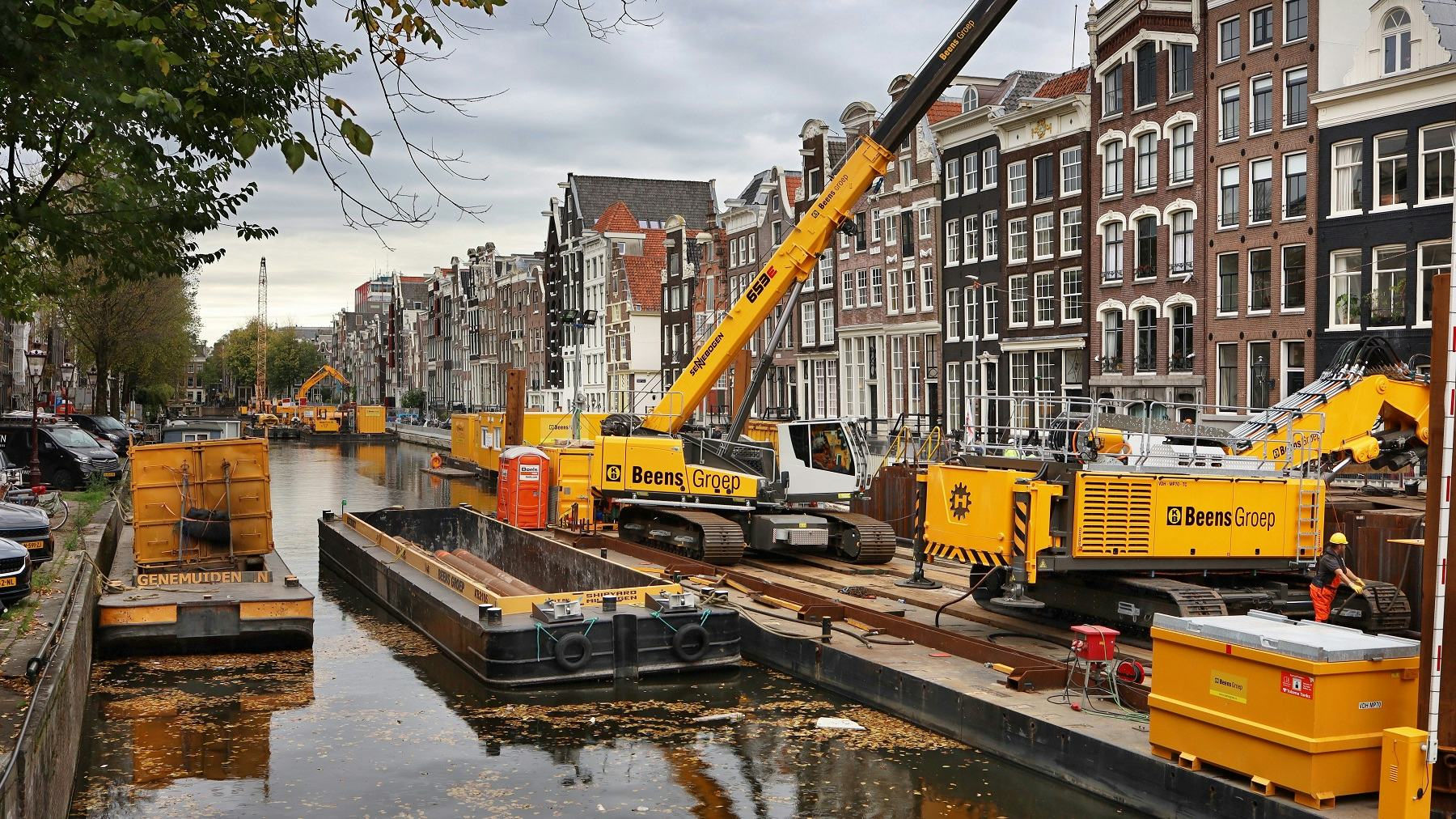 Onderhoud en vernieuwing aan de Herengracht in Amsterdam. Foto: ANP 