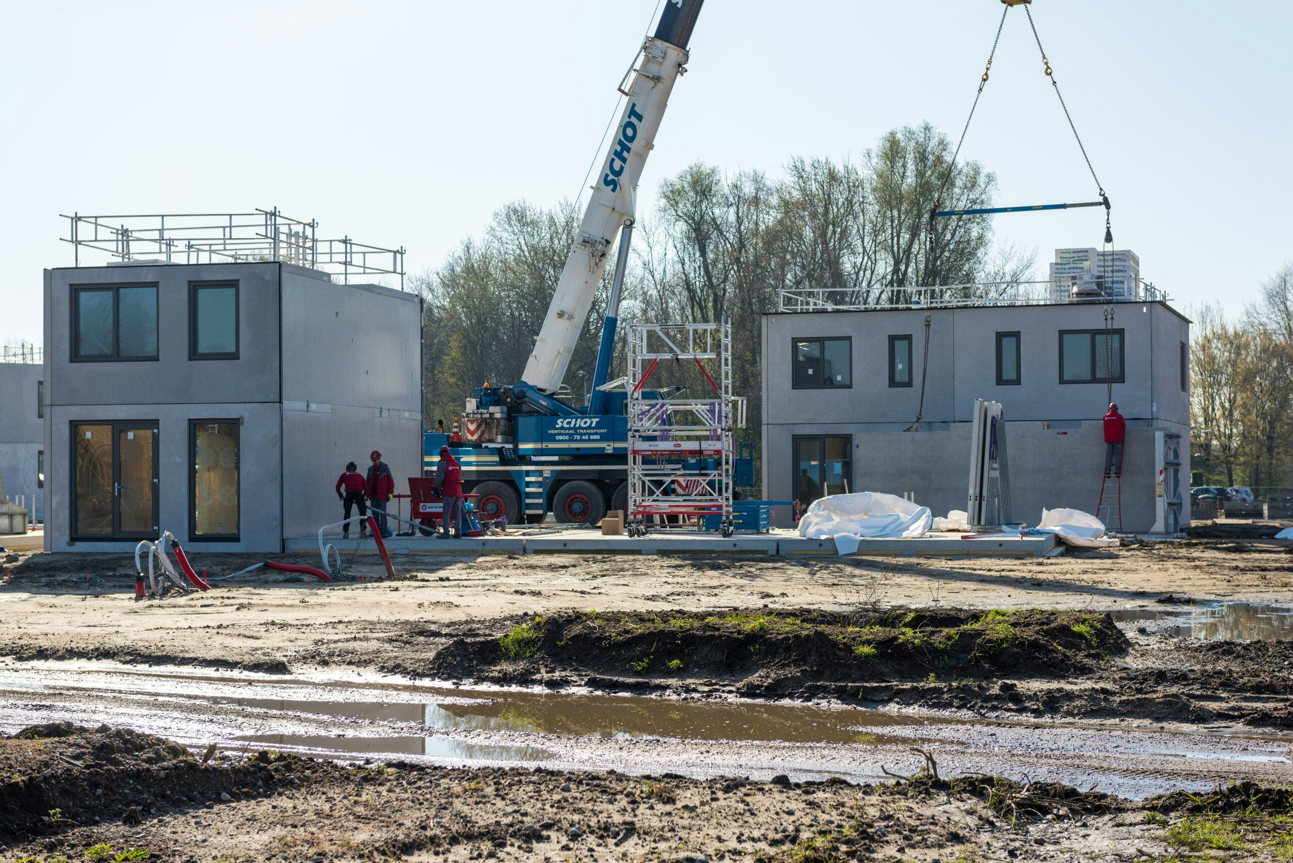 De eerste huizen uit de woningfabriek van Van Wijnen komen terecht in dit project. Foto: Jean Pierre Reijnen