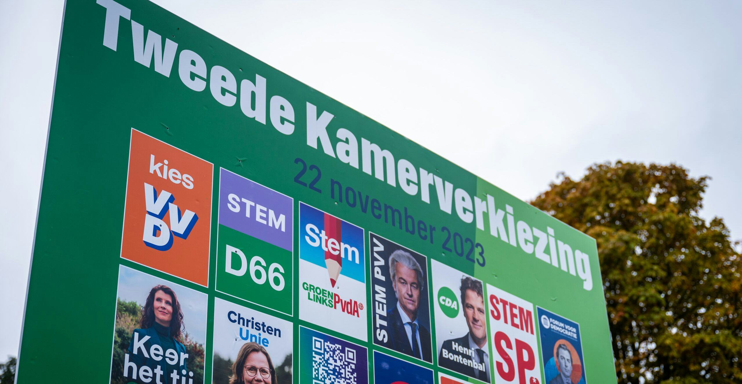 Verkiezingsbord in Alphen aan den Rijn. Foto: ANP