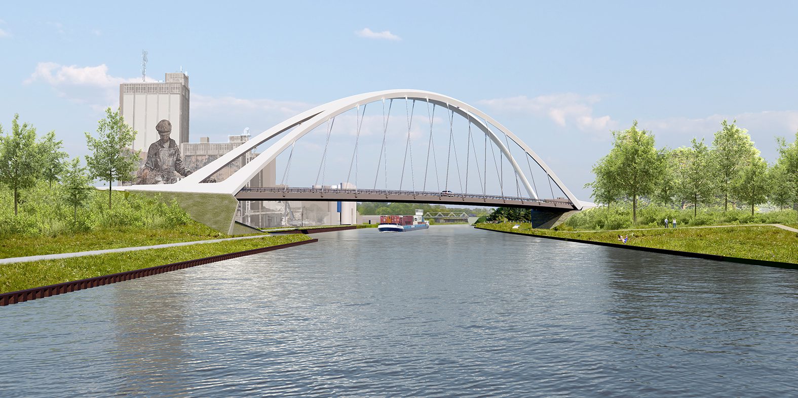 Artist impression van de Nettelhorsterbrug. Beeld: architectenbureau Wurck.