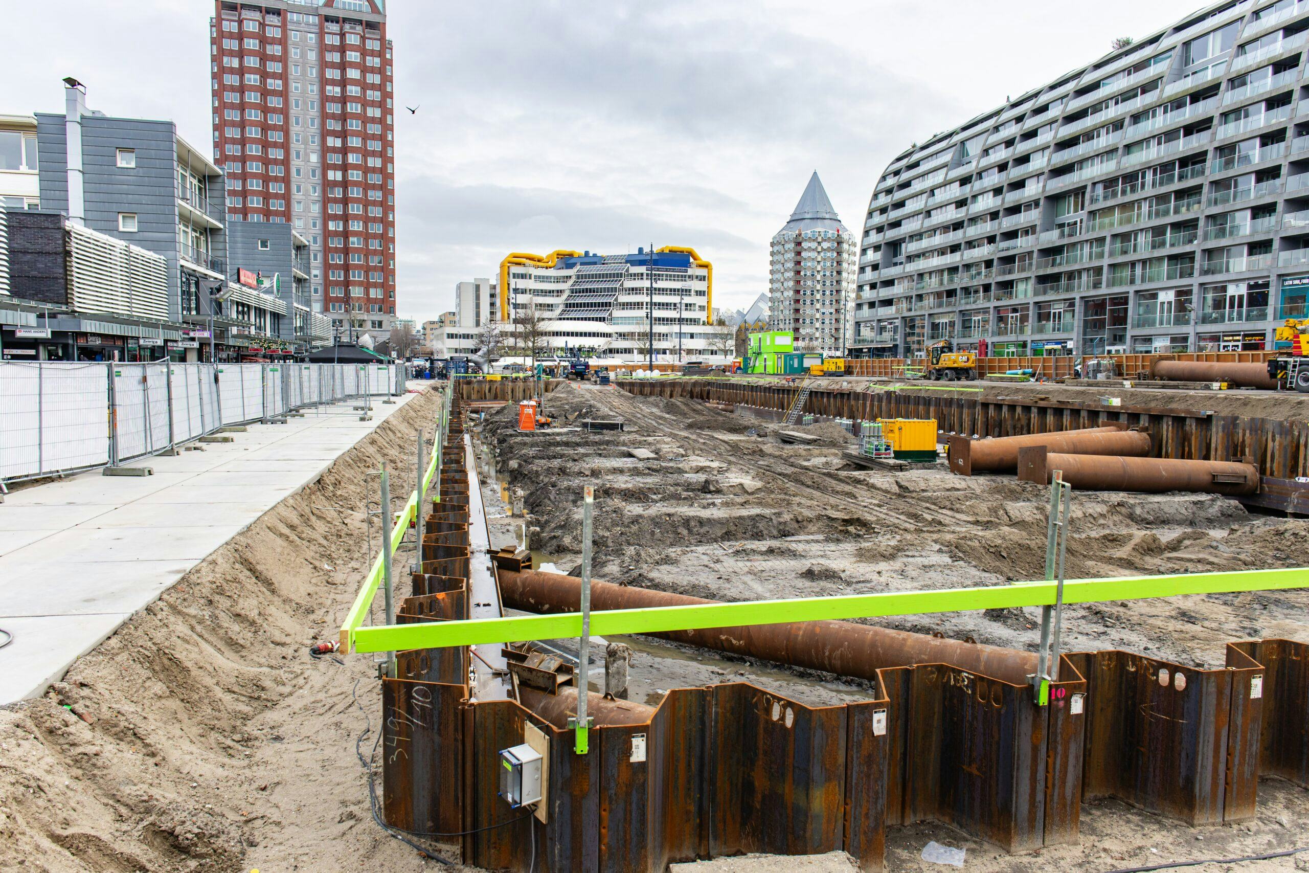 Direct naast de Markthal in Rotterdam is Dura Vermeer gestart met de bouw van wooncomplex Rotta Nova. Foto: ANP / Hollandse Hoogte / Sandra Uittenbogaart