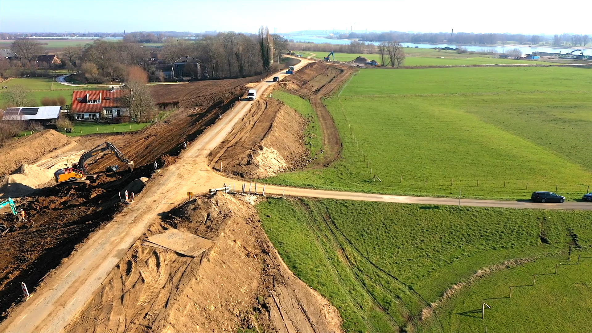 Dijkversterking tussen Wolferen en Sprok. Foto: Haaf Visual