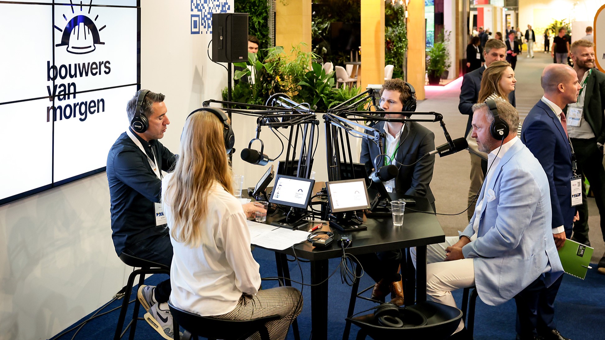 Maarten Strijdonk (BAM) en Harry van Zandwijk (Daiwa) tijdens de podcast 'Bouwers van morgen'. Foto: Eyesmile Fotografie