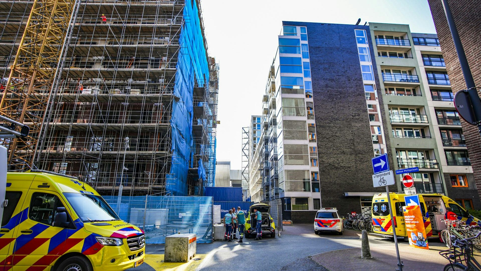 De bouwplaats in Eindhoven waar het ongeval gebeurde. Foto: Fotopersburo Bert Jansen