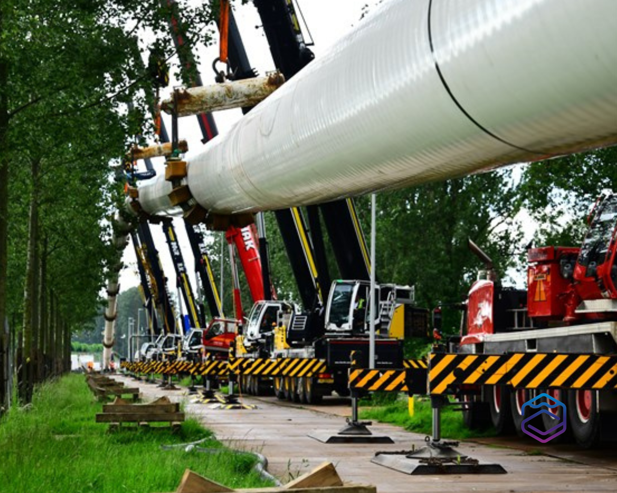 Waar de landleiding van Porthos waterwegen of andere obstakels tegenkomt zijn horizontaal gestuurde boringen uitgevoerd. Foto: Porthos. 