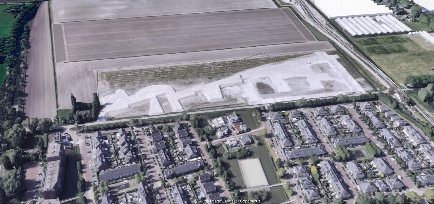 De Scheg Oost is bouwrijp. Afbeelding: Google Earth