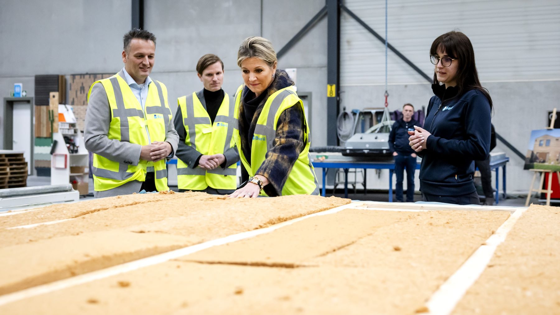 Koningin Máxima op bezoek bij woningbouwer Barli. Foto ANP:  