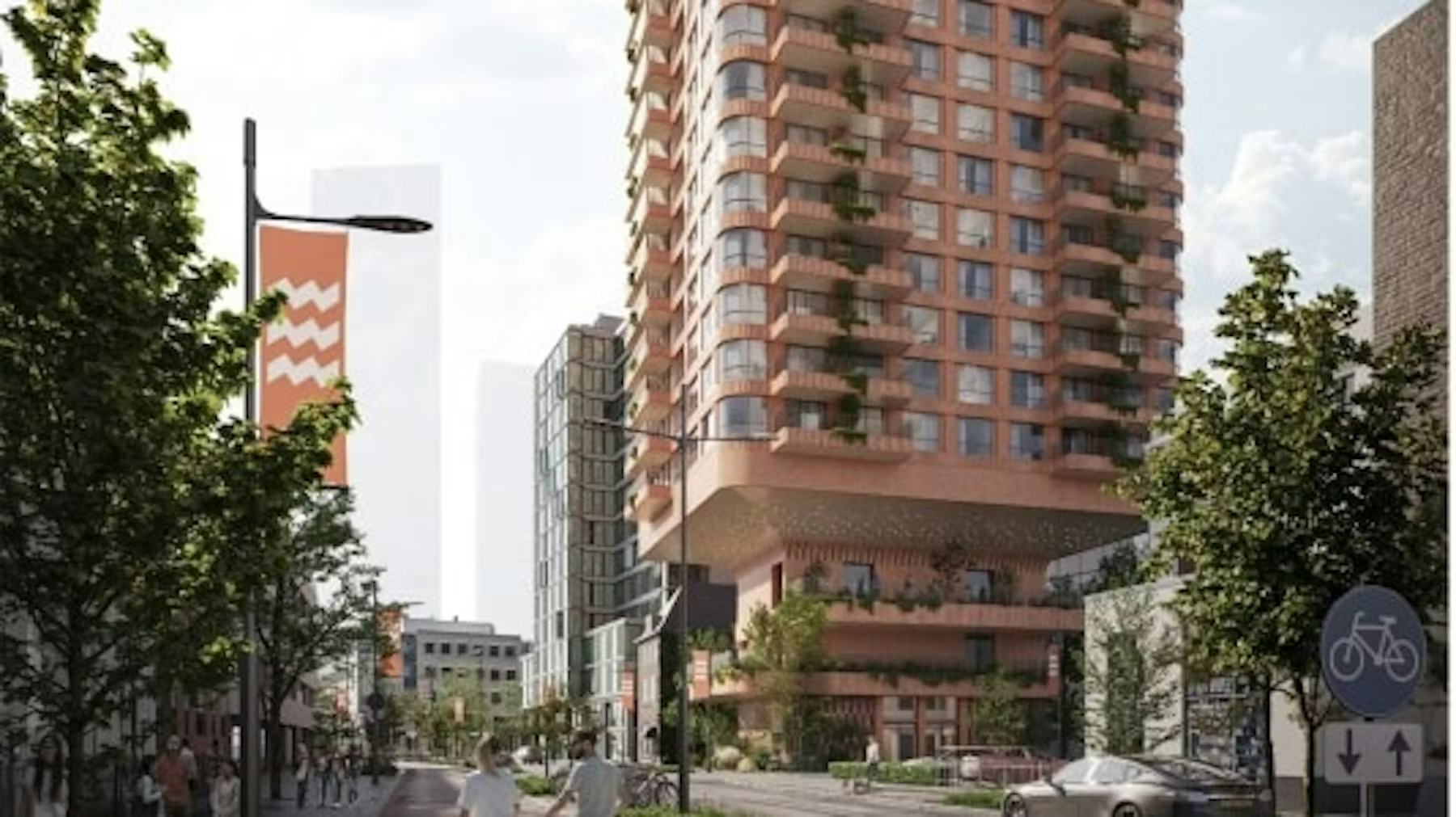 Woontoren De Nieuwe Eindhoven wacht nog op groen licht van de Raad van State. Foto: Vastgoedmarkt