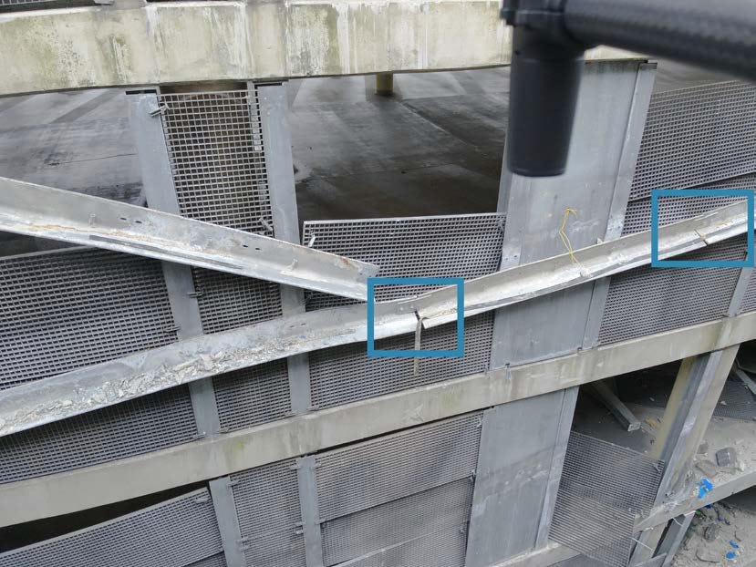 De hoekprofielen die de kanaalplaten droegen in Nieuwegein, kwamen in drie stukken op de bouwplaats aan en werden daar met stalen plaatjes gekoppeld. Foto: OVV