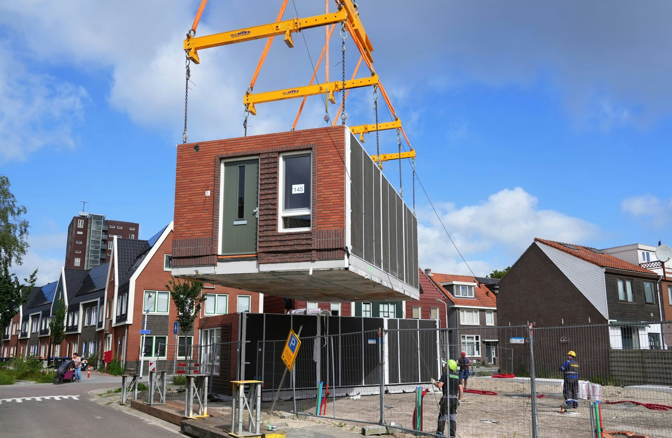 Flexwoningen in binnenstedelijk gebied. Een duurzame manier om het woningtekort weg te werken. Foto: Berlinda van Dam / ANP/ Hollandse Hoogte
