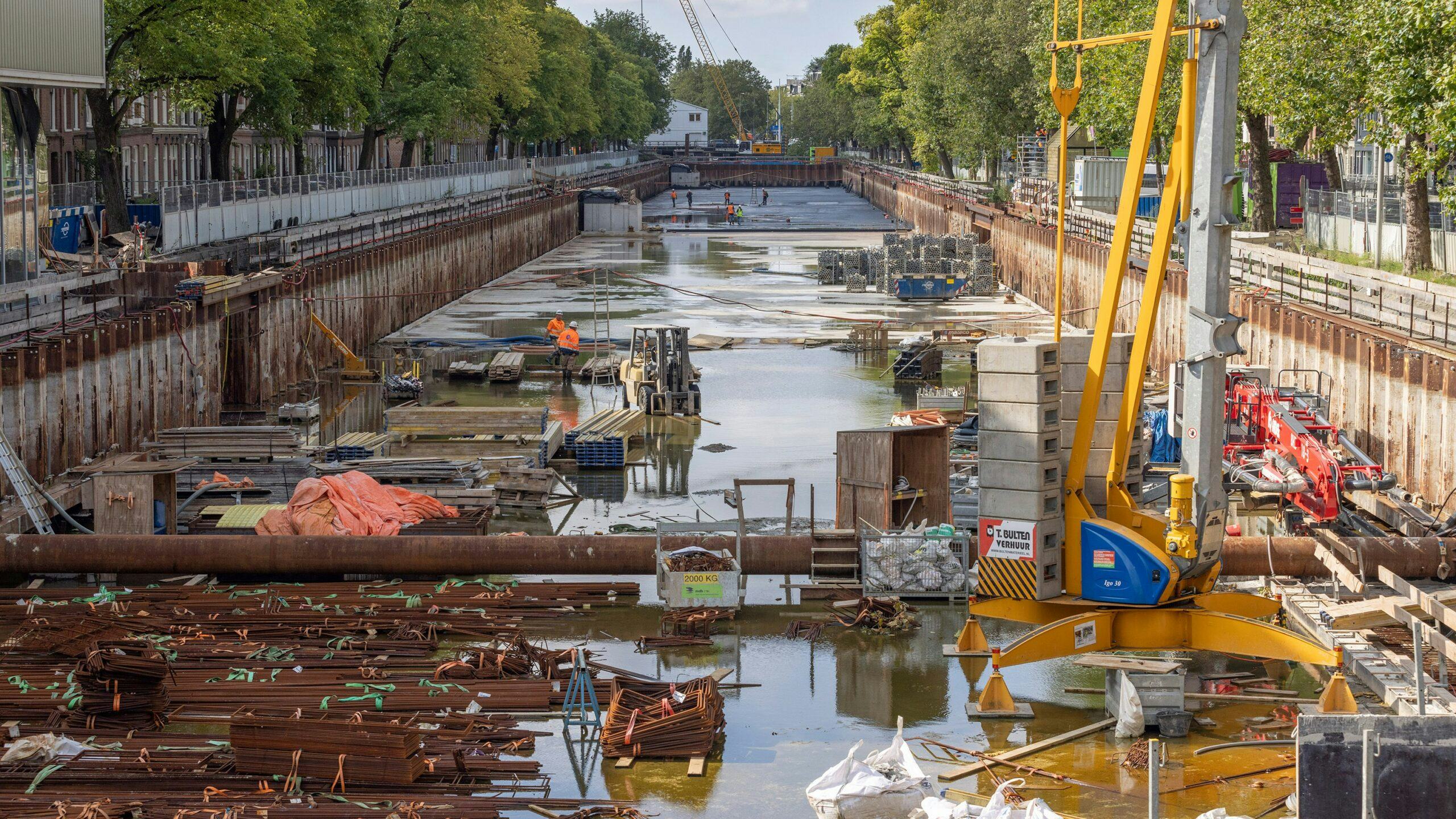 De bouw van de Singelgrachtgarage in Amsterdam. Foto: Sjef Prins/APA Foto