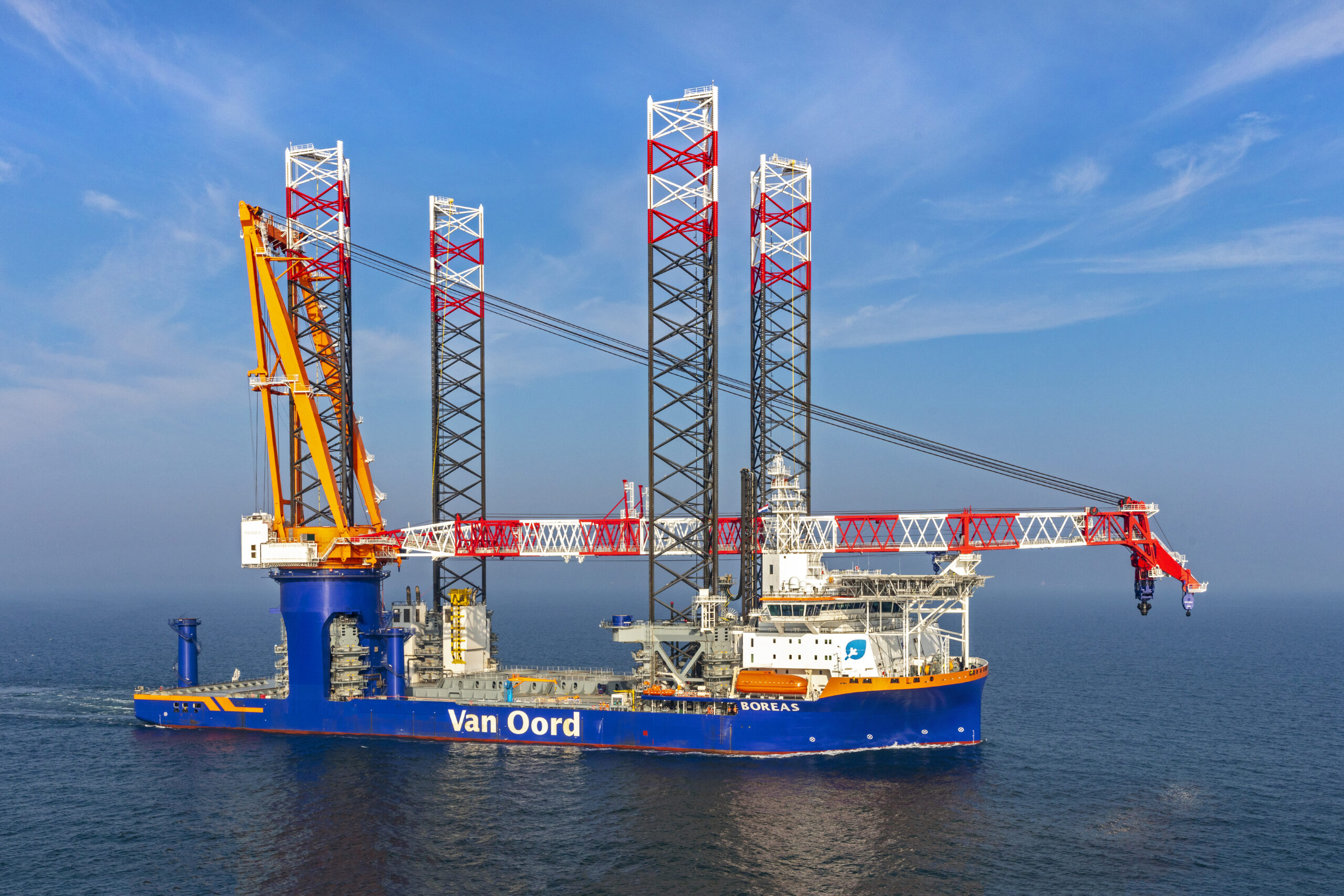 Installatieschip voor offshore windparken de Boreas. Van Oord doopte het vlak voor de zomer van 2025. Foto: Van Oord