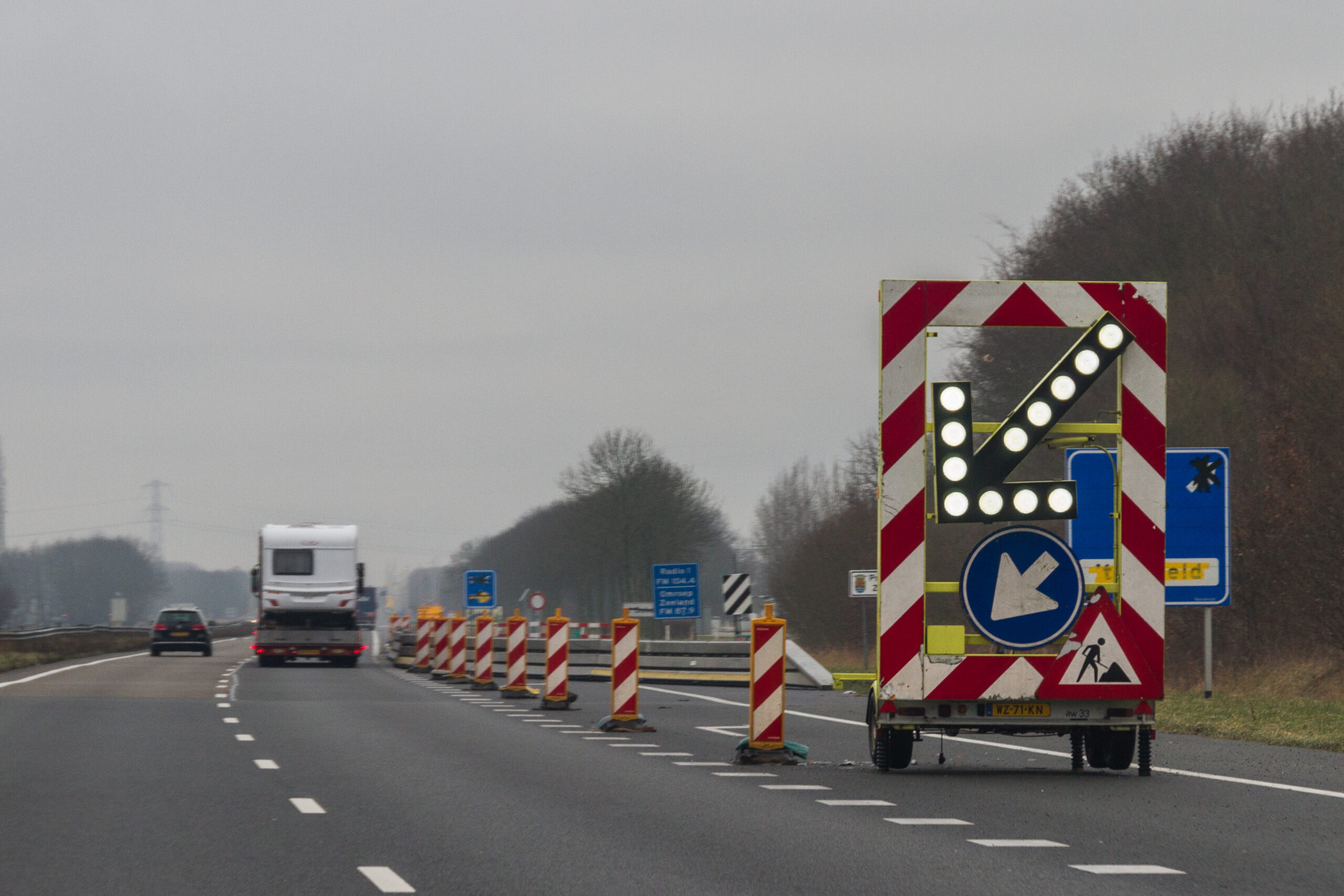 Pijlwagen op de A58. Foto: Harry van Reeken/Rijkswaterstaat