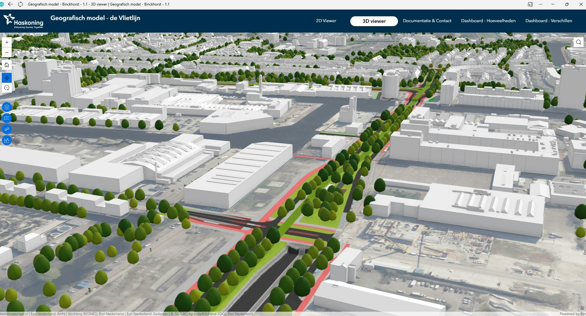 Geografisch model in 3D in een ArcGIS Experience.