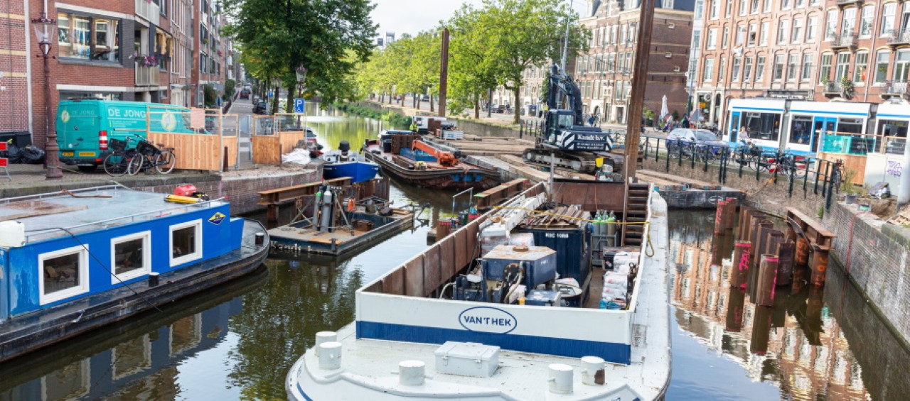 Vernieuwing van de Jordaanbrug over de Lijnbaansgracht, onderdeel van de Oranje Loper. Foto: Gemeente Amsterdam