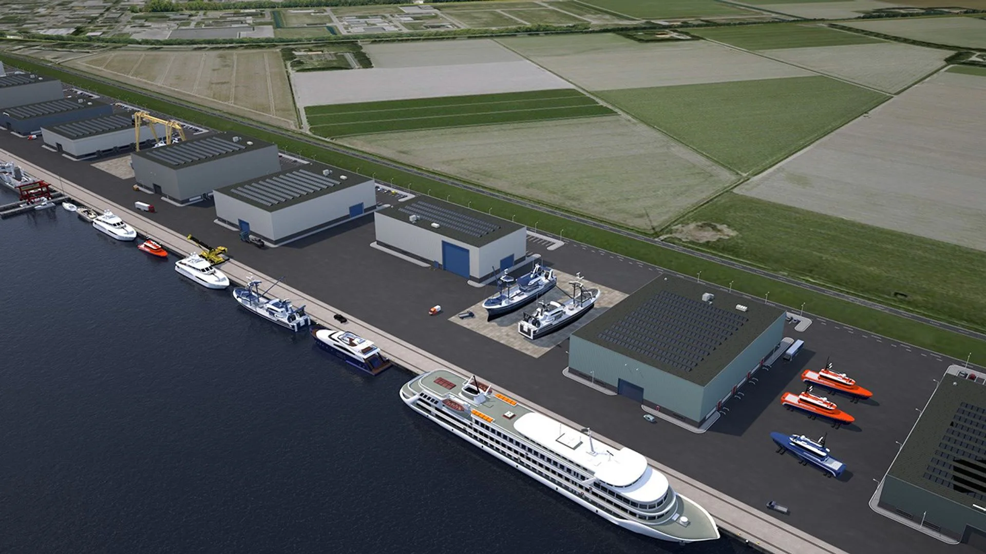 Voorlopig bestaat de Port of Urk alleen nog op papier. In de afgelopen jaren werd de ontwikkeling zo’n twee keer duurder dan de 7 miljoen die de provincie had begroot. Beeld: Provincie Flevoland